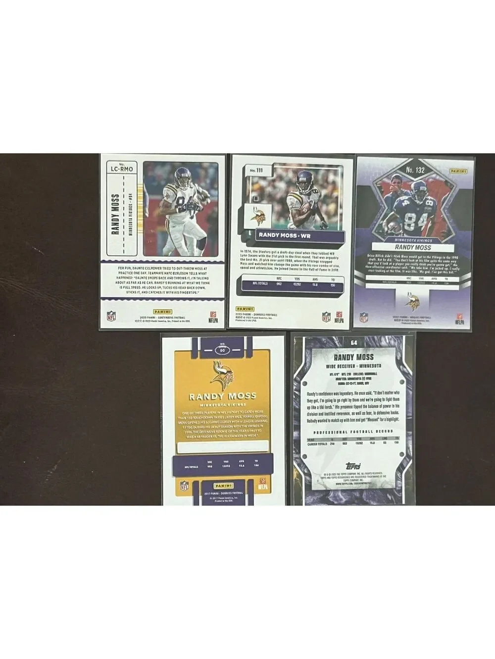 NFL HOF WR RANDY MOSS COLLECTION PANINI/TOPPS NM 5 CARD LOT NM